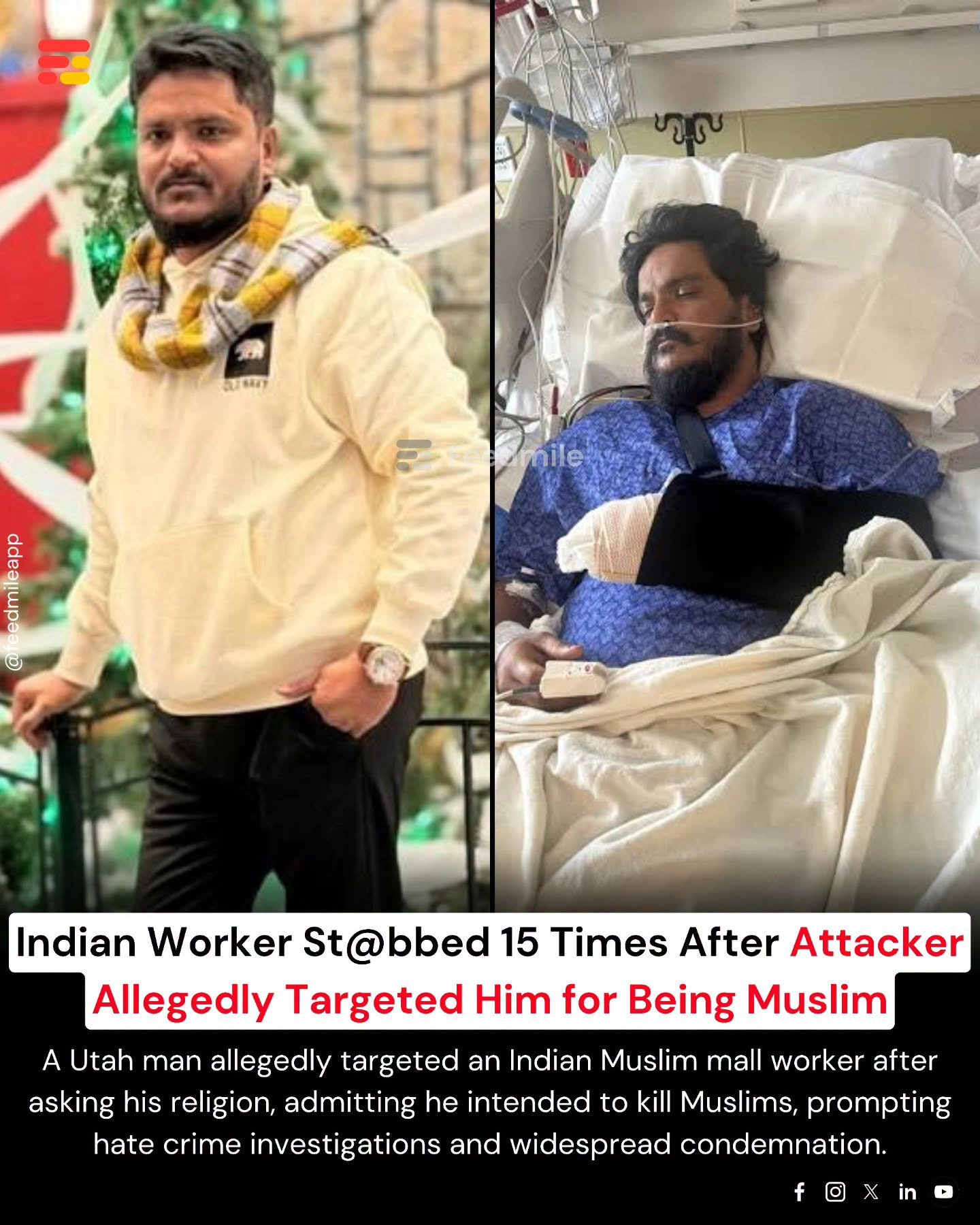उटा के शॉपिंग मॉल के अंदर चाकू घोंपकर घायल किया गया भारतीय मूल का मॉल कर्मचारी